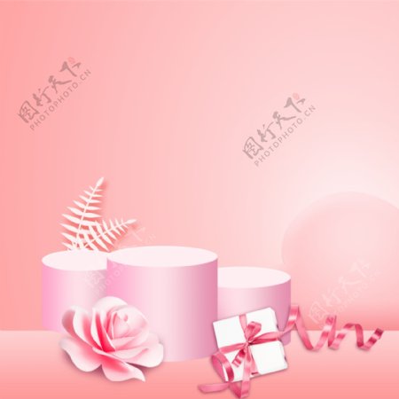 粉色花朵化妆品PSD分层主图背景素材