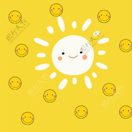 卡通扁平拟人太阳微笑背景素材