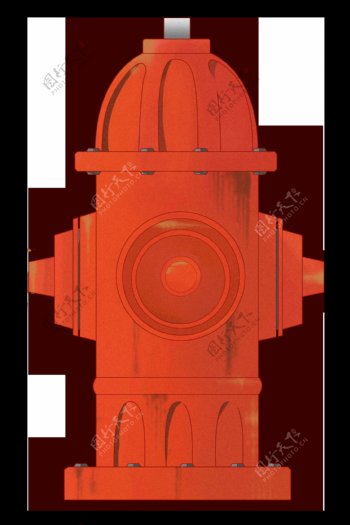 卡通红色消防栓插画