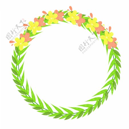 绿色植物圆形花环