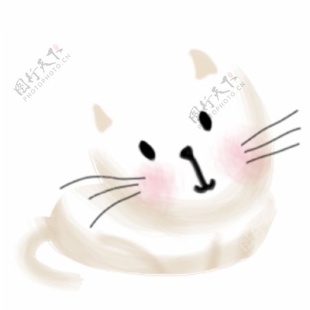 夏季春季可爱白色小猫咪手绘插画psd