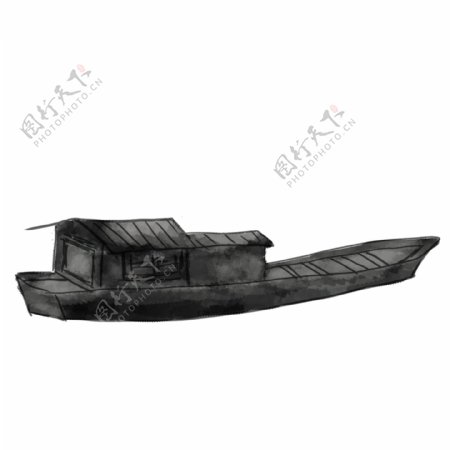 手绘中国风船只水墨画PNG素材
