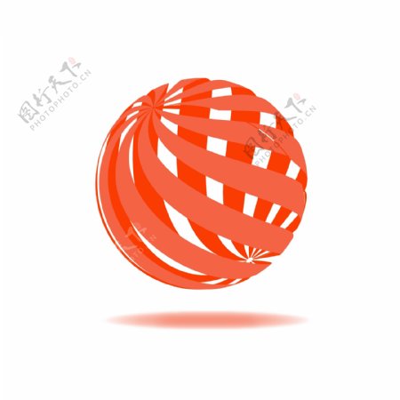 红色圆形旋转球体漂浮素材