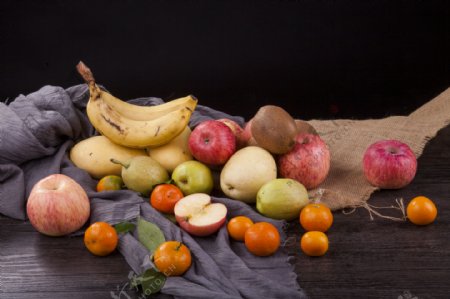 实物图摄影图各种新鲜水果香蕉等1