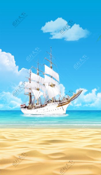 帆船大海
