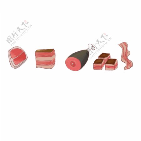 肉食分割线装饰插画