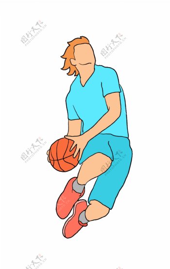篮球健身的小男孩插画