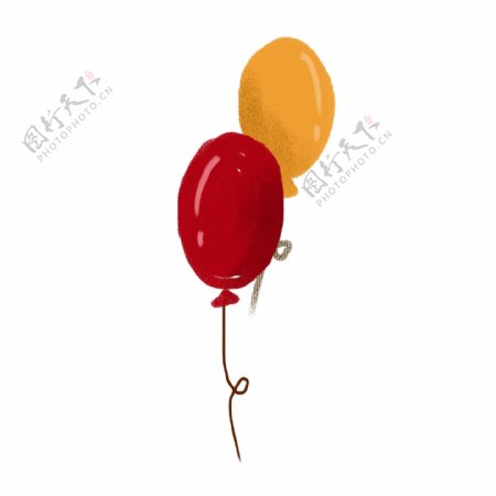 黄红气球卡通png素材