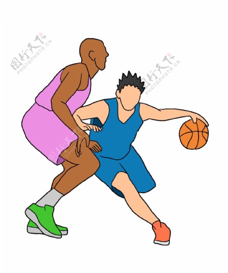 打篮球的运动员卡通插画