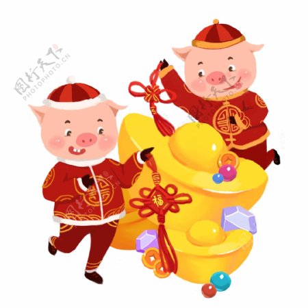 金猪拜年之2019年猪猪中国结欢天喜地