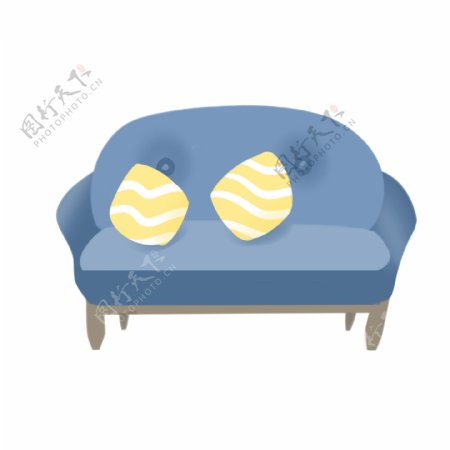 蓝色的沙发家具插画
