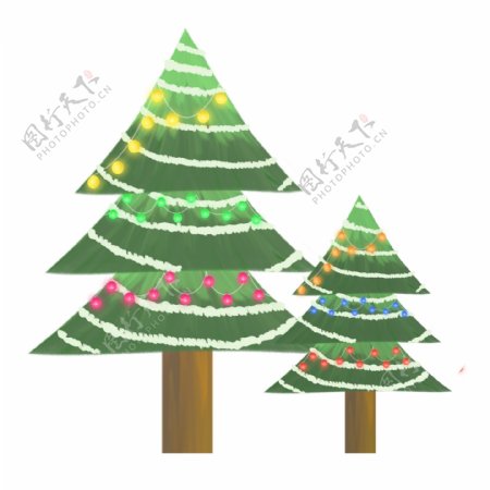 手绘的圣诞树插画