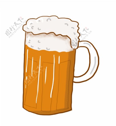 卡通手绘一杯啤酒插画