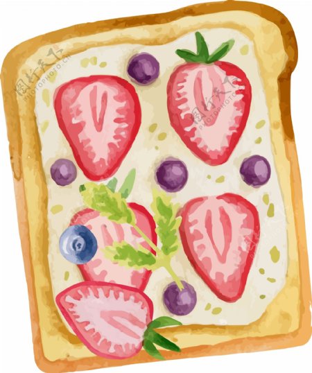 草莓面包简约装饰元素