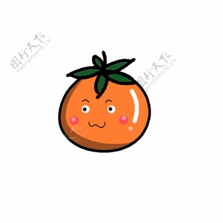 卡通水果橘子可爱表情笑脸
