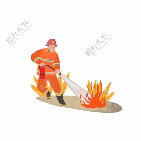 可商用高清手绘卡通劳动节消防员