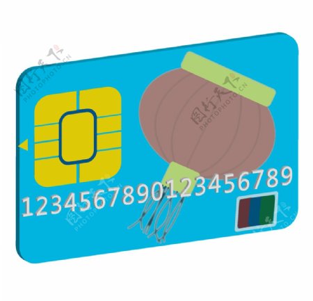 蓝色2.5d信用卡芯片银联卡