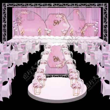 婚礼效果图粉色西式婚礼背景