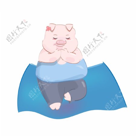 猪肥胖运动卡通矢量手绘动物