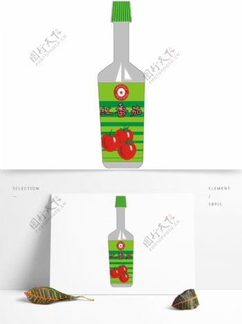 红番茄饮料瓶子元素设计