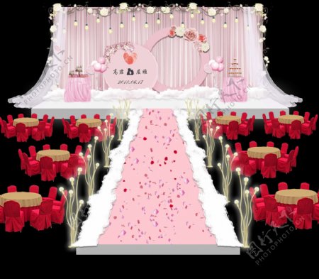 粉色婚礼现场效果图