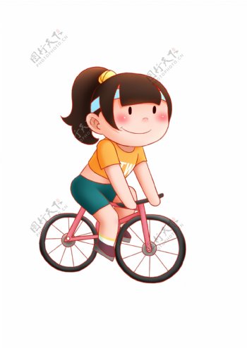 骑自行车健身的小人