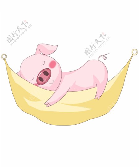世界睡眠日睡觉的小猪手绘插画