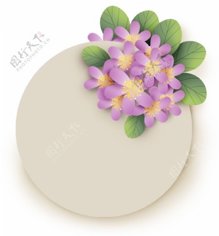 传统植物花卉圆形提示框