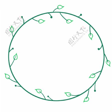 圆形绿叶装饰边框