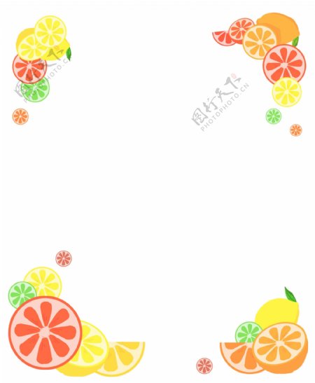 夏日水果柠檬缤纷边框免扣PNG