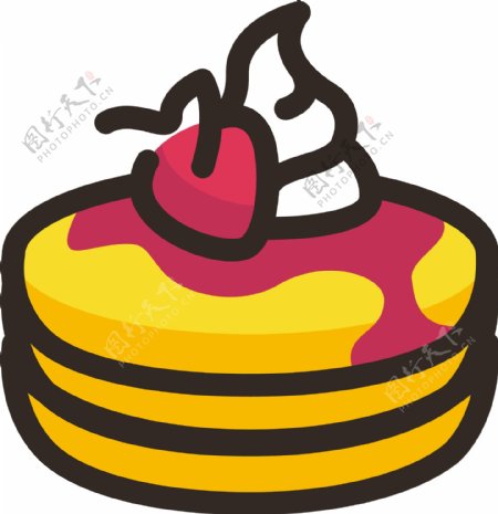 卡通黄色的水果冰淇淋蛋糕图标