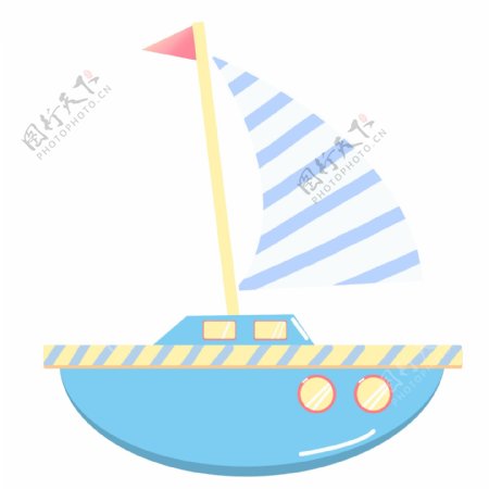 蓝色轮船帆船