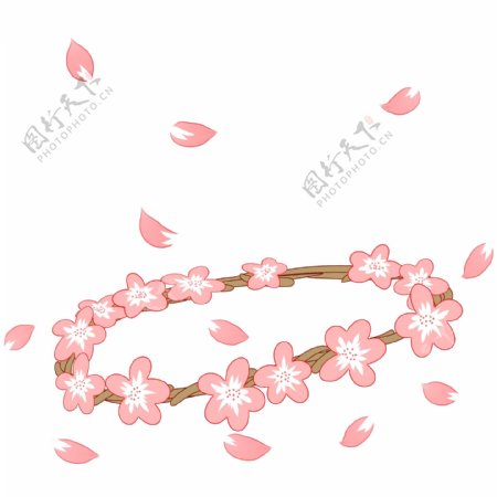粉色樱花花环插画