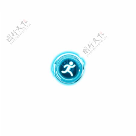 蓝色荧光跑步图标素材