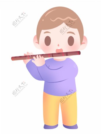音乐吹笛子的插画