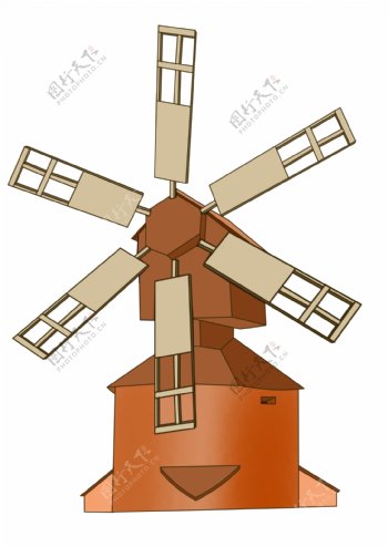 风车建筑装饰插画
