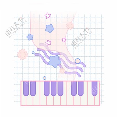 粉色钢琴和音乐符号