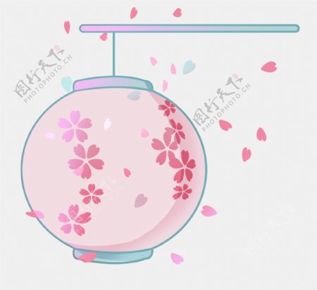 粉色樱花灯笼插画
