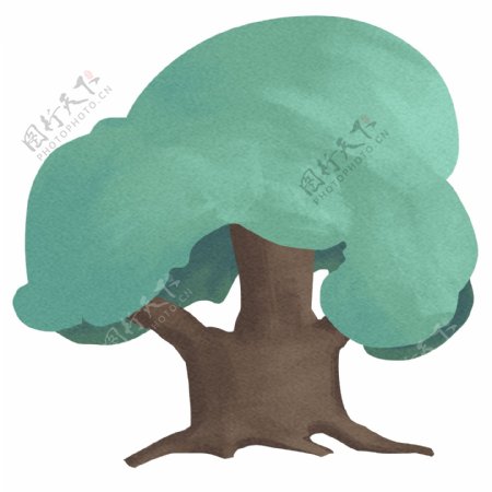 植物绿色粗树插画