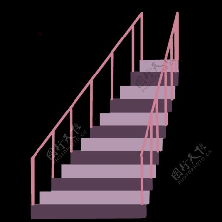创意粉色楼梯插画