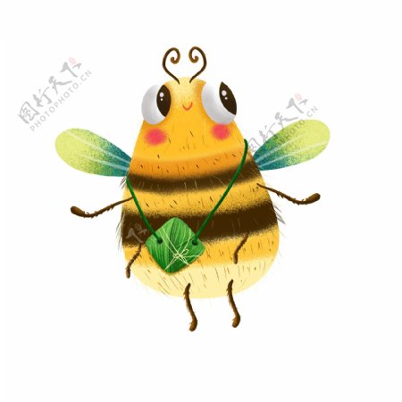 蜜蜂小动物可爱端午节粽子元素png素材