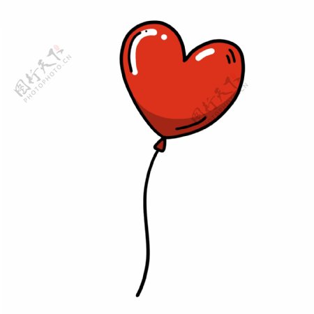 心形红色气球卡通透明素材