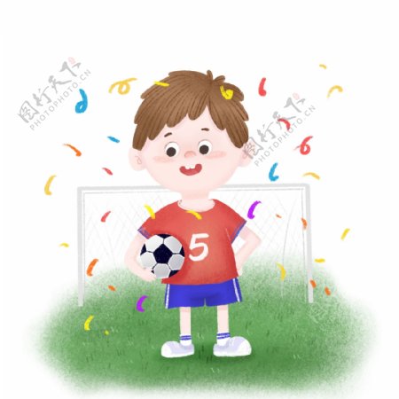 儿童节足球比赛小男孩可爱卡通手绘元素
