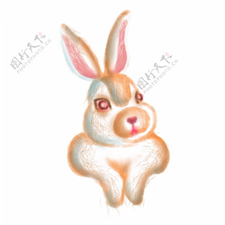 唯美手绘复活节兔子png元素