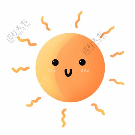 橙黄色手绘圆形可爱夏季炎热太阳