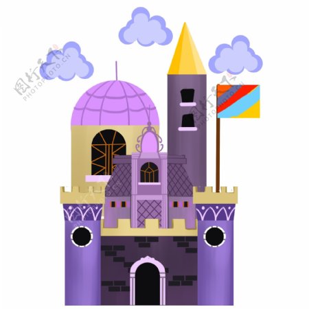 欧式紫色城堡建筑