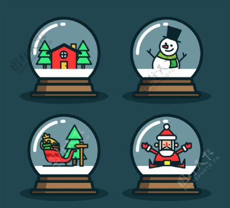 可爱圣诞雪花玻璃球