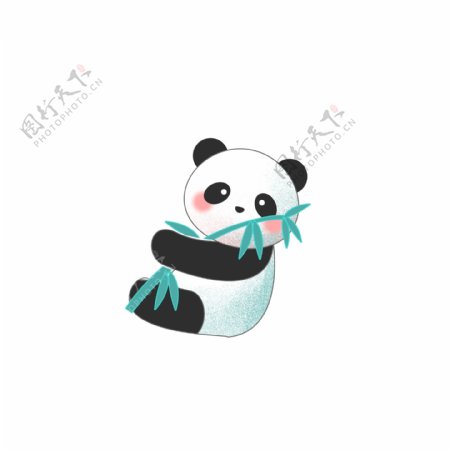 抱着竹子的熊猫图案元素