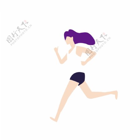 卡通简约跑步锻炼的女孩
