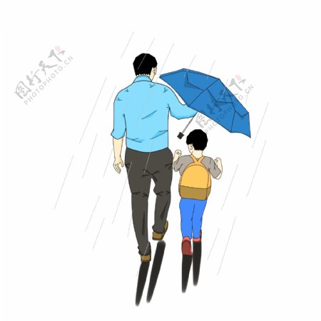 父亲节父爱如山父亲给孩子撑伞